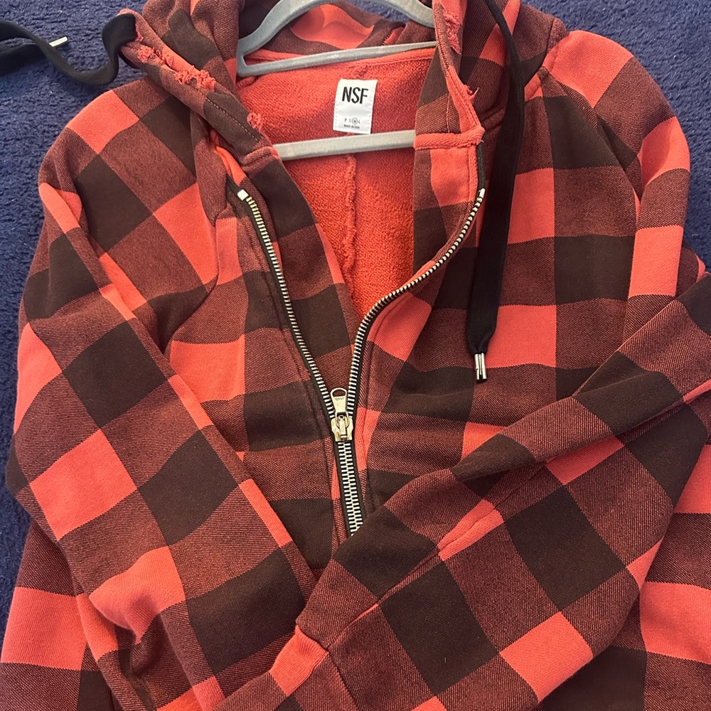 NSF Women’s Plaid Zip Hooded sweatshirt